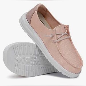 HEYDUDE wendy glitter shoes in “rose crystal” color.